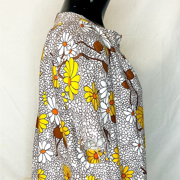 VINTAGE Floral Women's Dress in Yellow and Brown - Picture 11 of 13